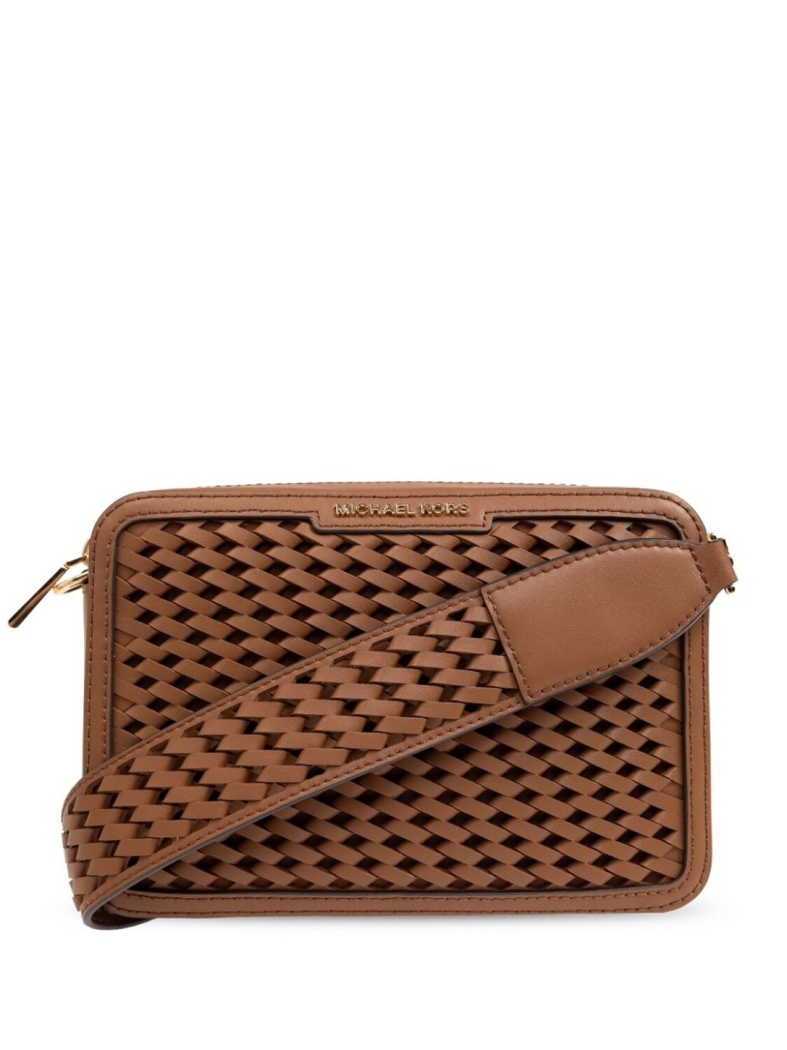 

Michael Michael Kors плетеная кожаная сумка через плечо, коричневый