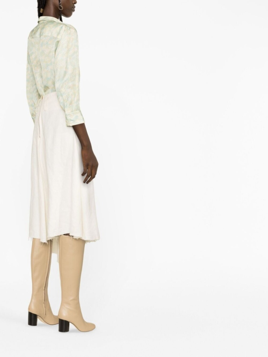 Рубашка Jil Sander Floral Print Long Sleeve, серо-зеленый — фото 3