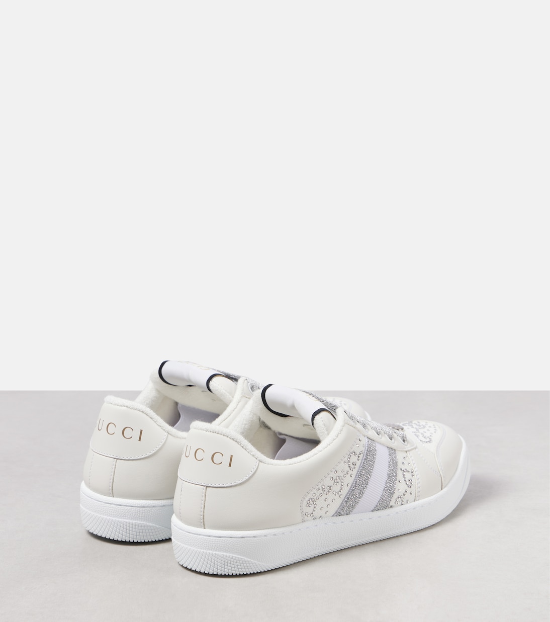 Кроссовки из декорированной кожи с перфорацией Gucci, G.W-G.W/G.W/WH/SI-G/ — фото 3