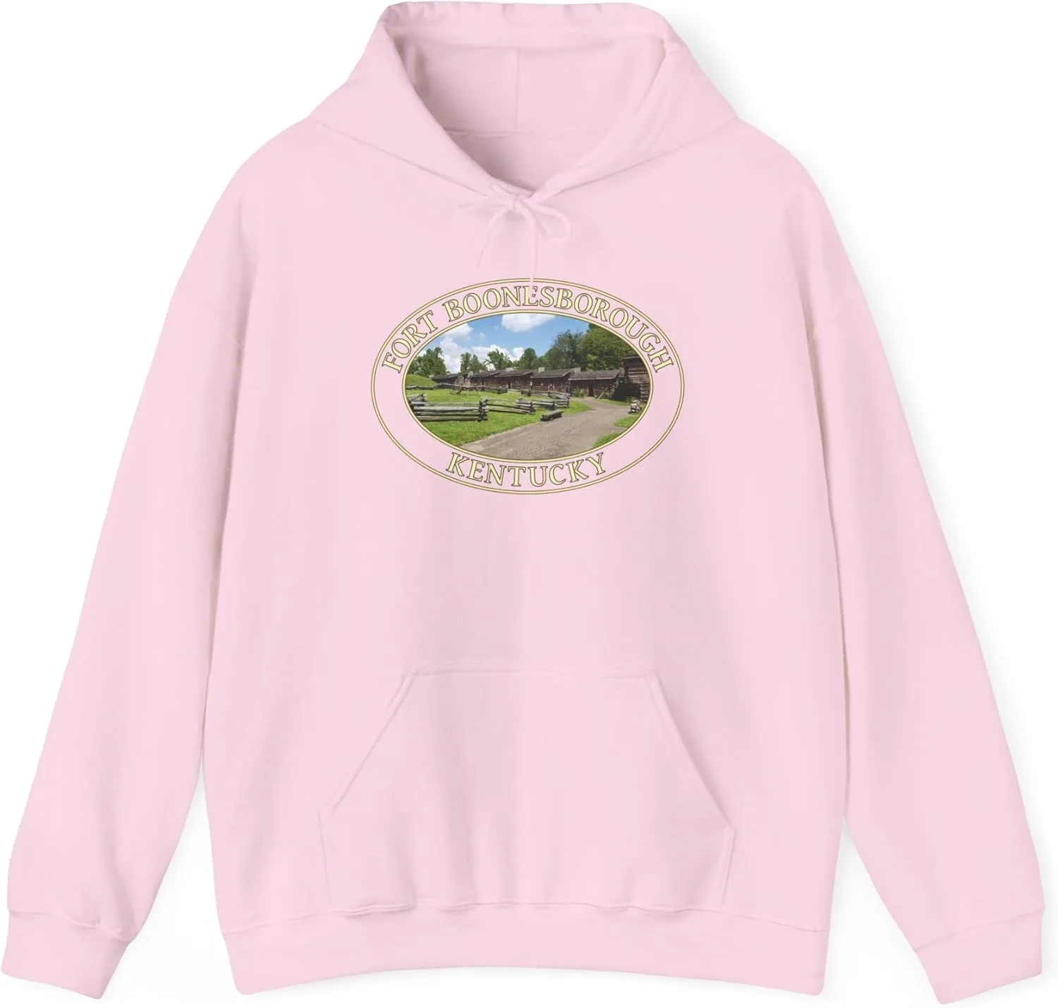 Толстовка с капюшоном Fort Boonesborough Kentucky - GentleSeas Cozy Pullover Sweatshirt - Дизайн, посвященный исторической достопримечательности - Мягкий теплый флис GENERIC, светло-розовый