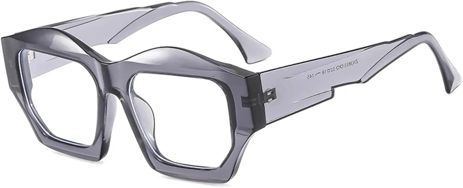 

Винтажные солнцезащитные очки для женщин и мужчин, роскошные, с нестандартной оправой, многоугольные, модные, с защитой от УФ-излучения UV400 TKKTLLT, Gray Clear