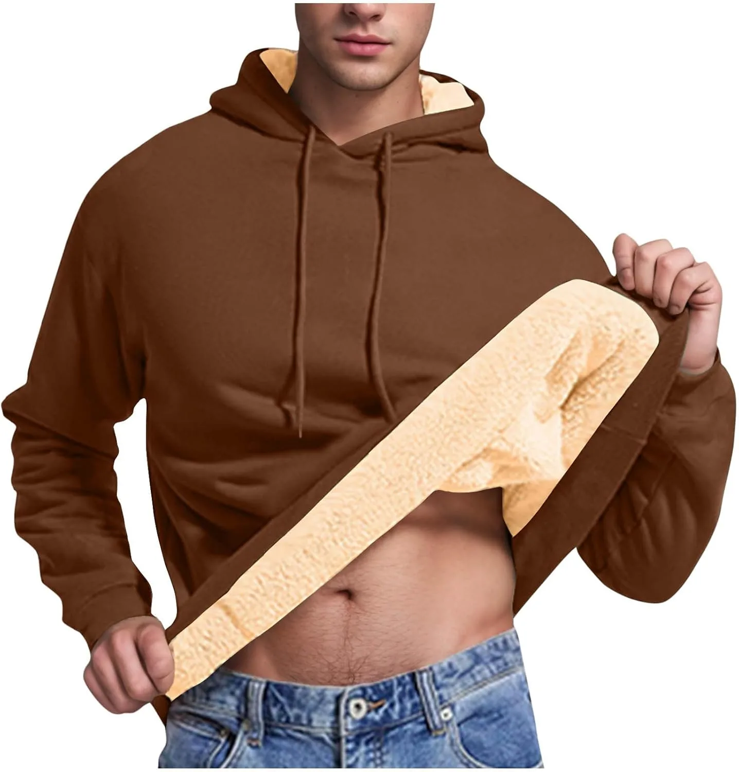 

Мужская толстовка с капюшоном Sherpa, утепленная, однотонная