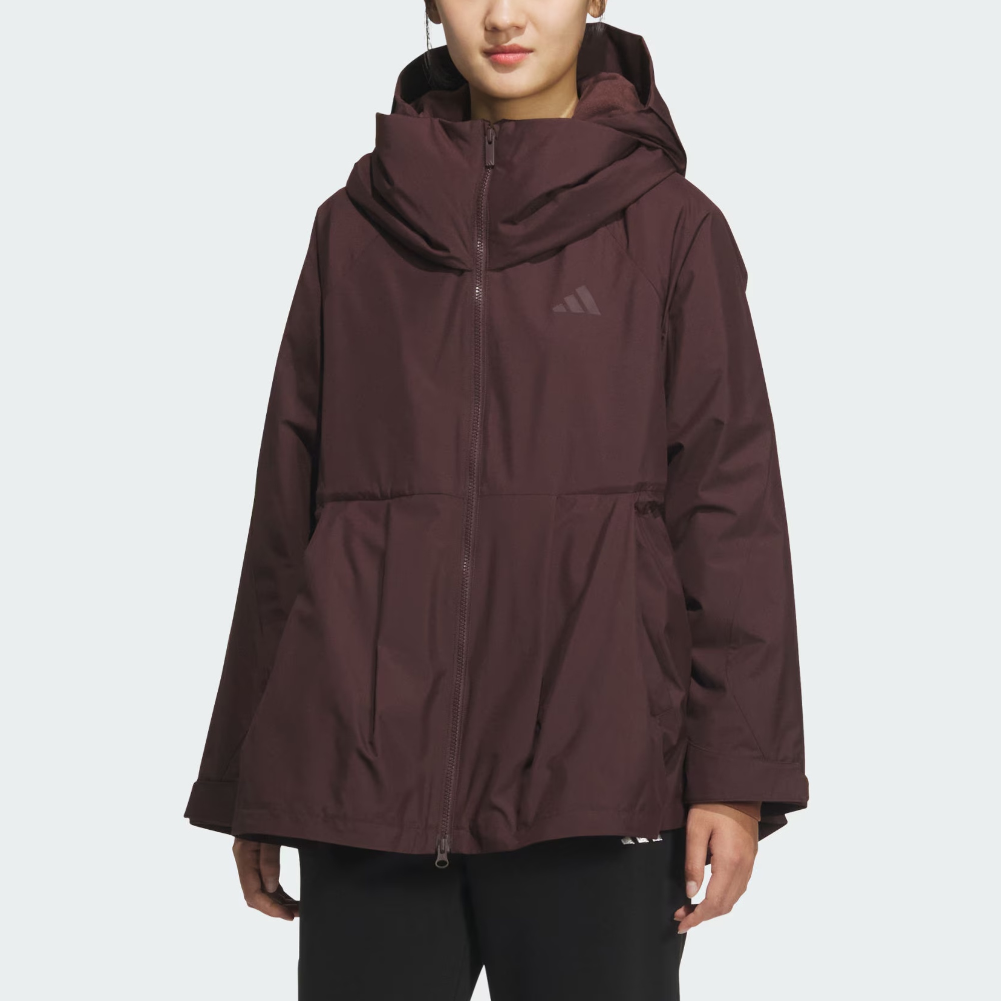 Удлиненная тканая куртка women's Adidas, темно-коричневый/белый — фото 2