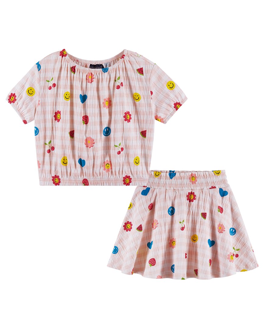 

Энди и Эван Джерси с принтом в клетку Топ и комплект юбки Andy & Evan, розовый