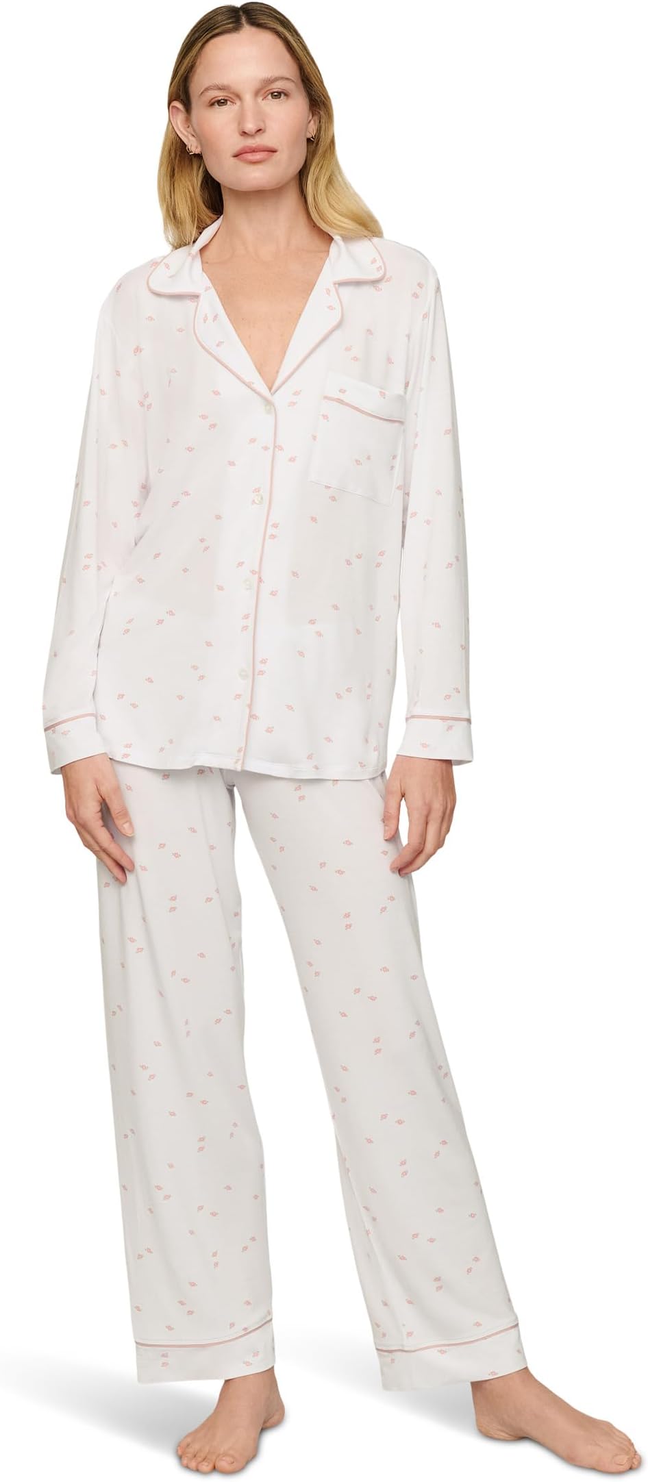 

Пижама Eberjey Gisele Printed Long Pj Set, цвет Summer Daisy White/Pale Mauve