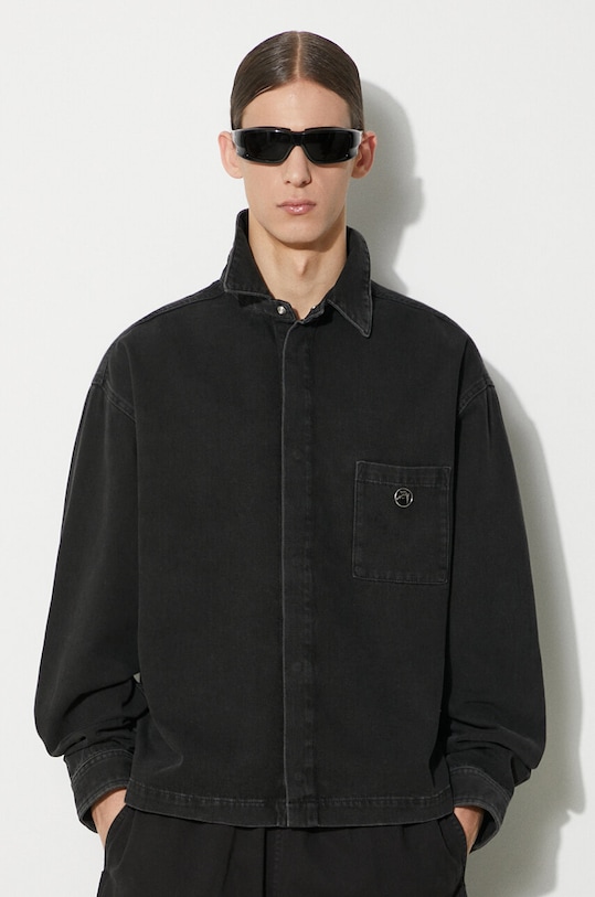 

Хлопковая рубашка Boxy Fit Longleeve в стиле деним Ambush, черный