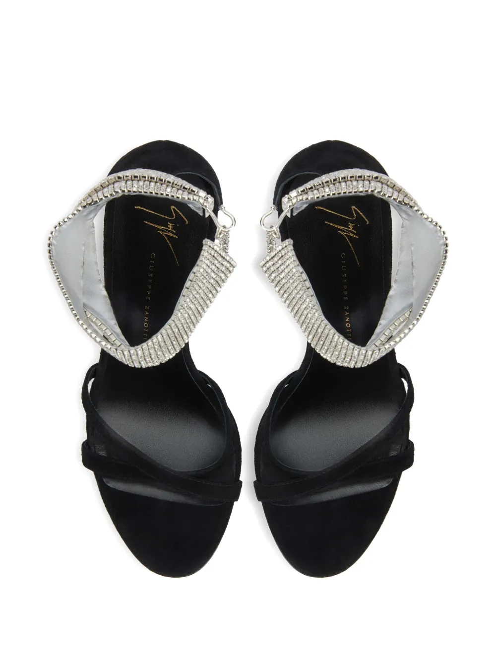 Босоножки Janell с кристаллами на каблуке 105 мм Giuseppe Zanotti, черный — фото 4