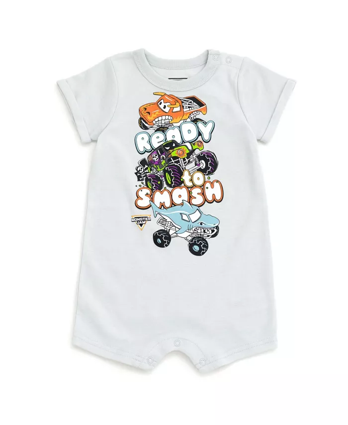 Комплект для мальчиков: комбинезон и шляпа-ведро от солнца Toddler Boys Romper and Bucket Sun Hat Outfit Set Monster Jam, серый — фото 2