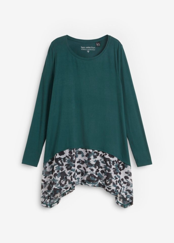 

Остроконечная рубашка с шифоновой вставкой Bpc Selection, зеленый