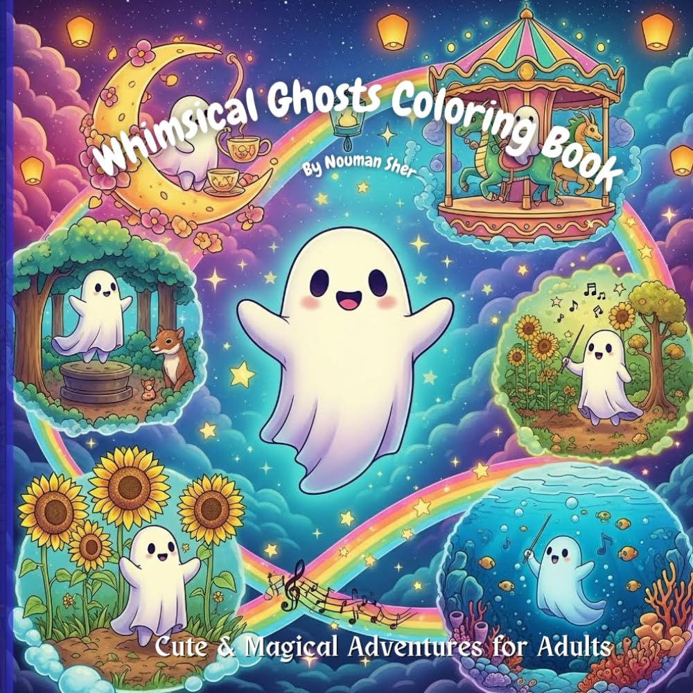 

Whimsical Ghosts Coloring Book:: A Coloring Book for Adults and Teens Filled with Magical Ghost Adventures for Stress Relief and Fun (Independently published)