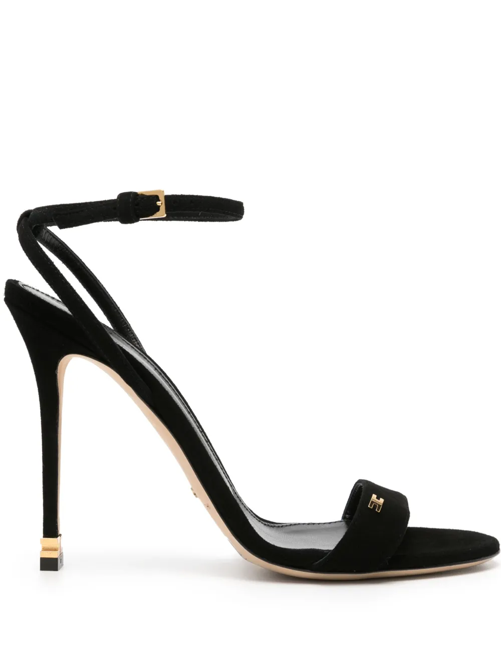 Босоножки с металлическим логотипом Elisabetta Franchi, черный