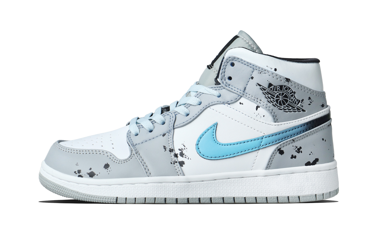 

Jordan Кроссовки Air 1 Blue Blade Ink Stain Abrasion Resistant Mid top Vintage Basketball Shoes Unisex Blue