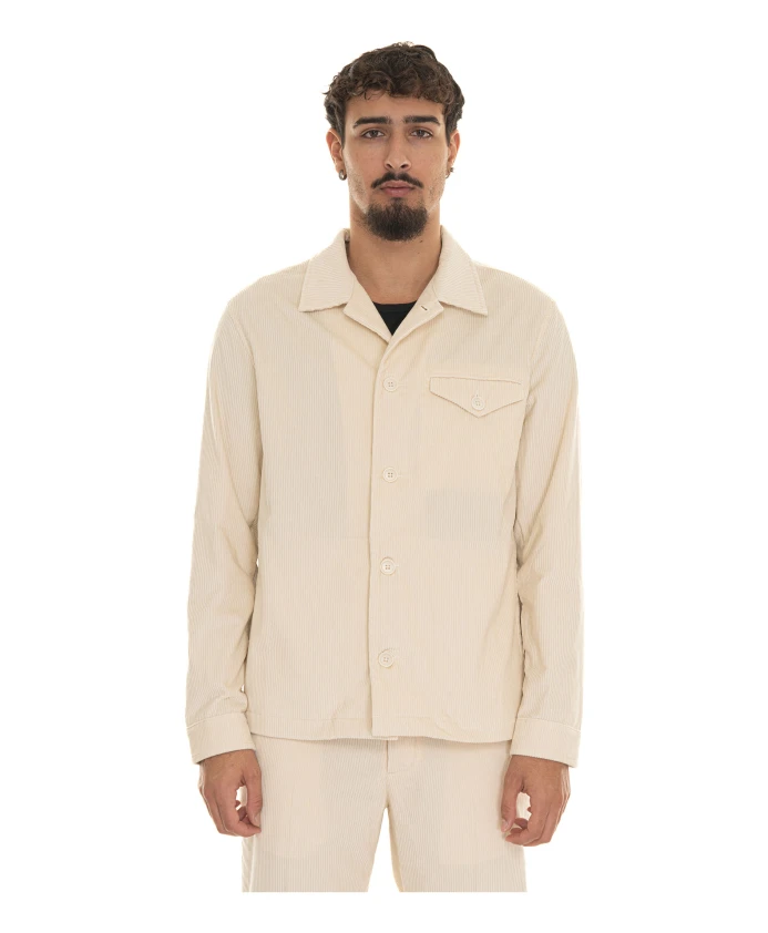 

Полосатая рубашка-накидка с застежкой на пуговицы. Hindustrie, бежевый