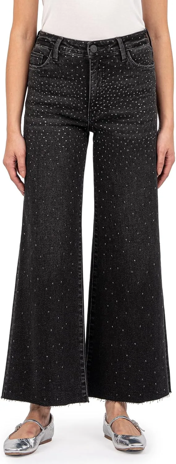 

KUT from The Kloth Женские брюки Meg High-Rise Fab Ab Wide Leg Raw Hem в цвете Illuminated