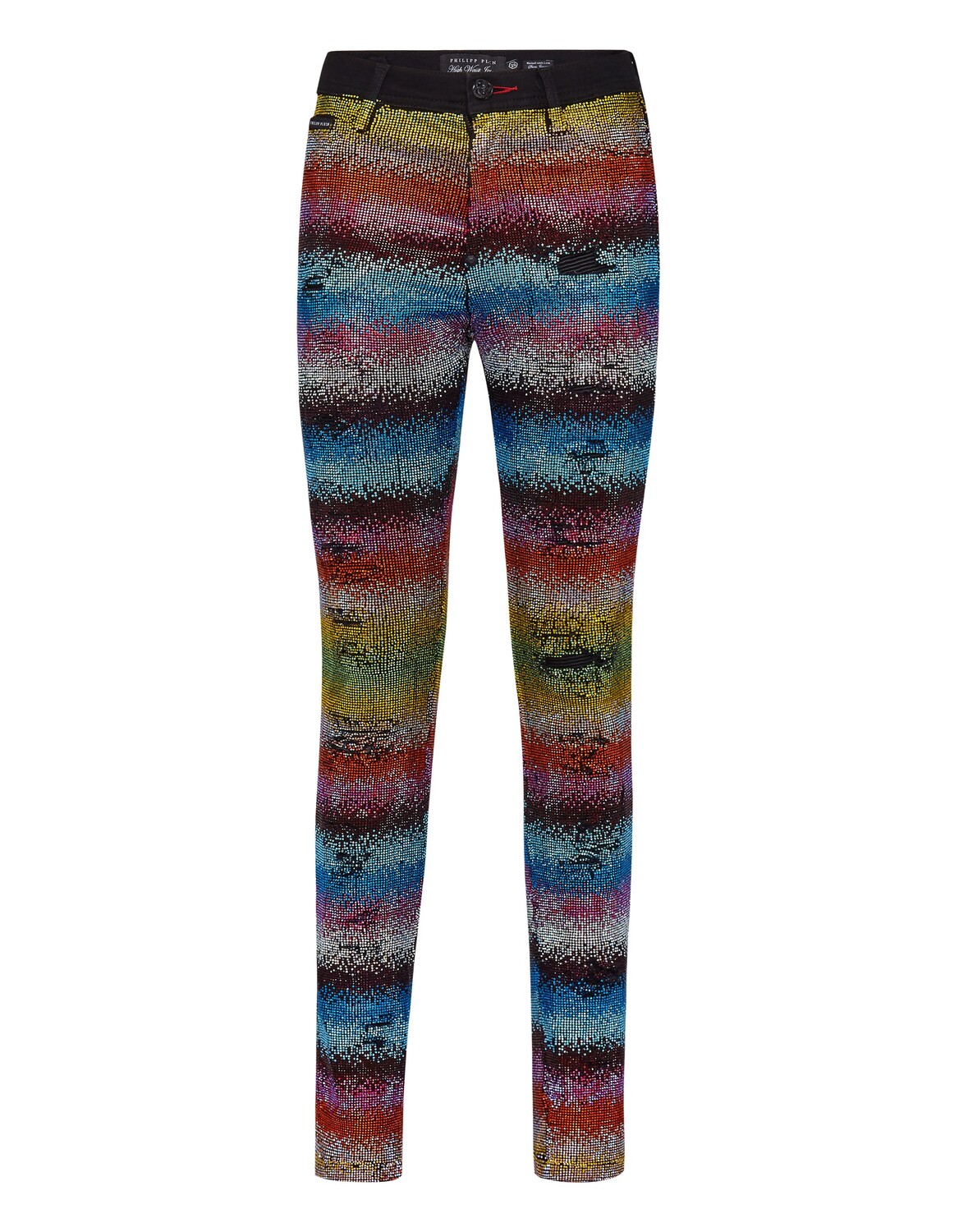 

Джеггинсы с высокой талией и кристаллами Rainbow Philipp Plein, мультиколор