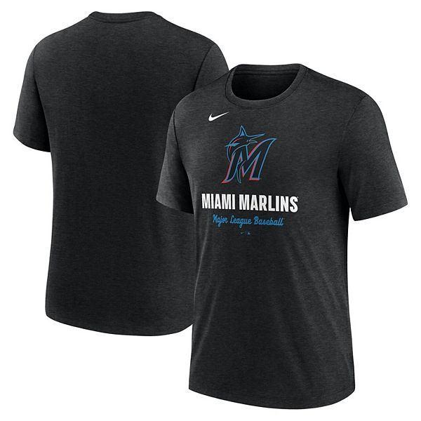 

Мужская футболка трикотаж heather black с логотипом miami marlins Nike