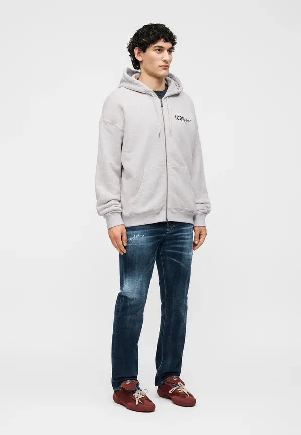 Толстовка с капюшоном Dsquared2 Iconique boyfriend fit, цвет серый меланж — фото 4