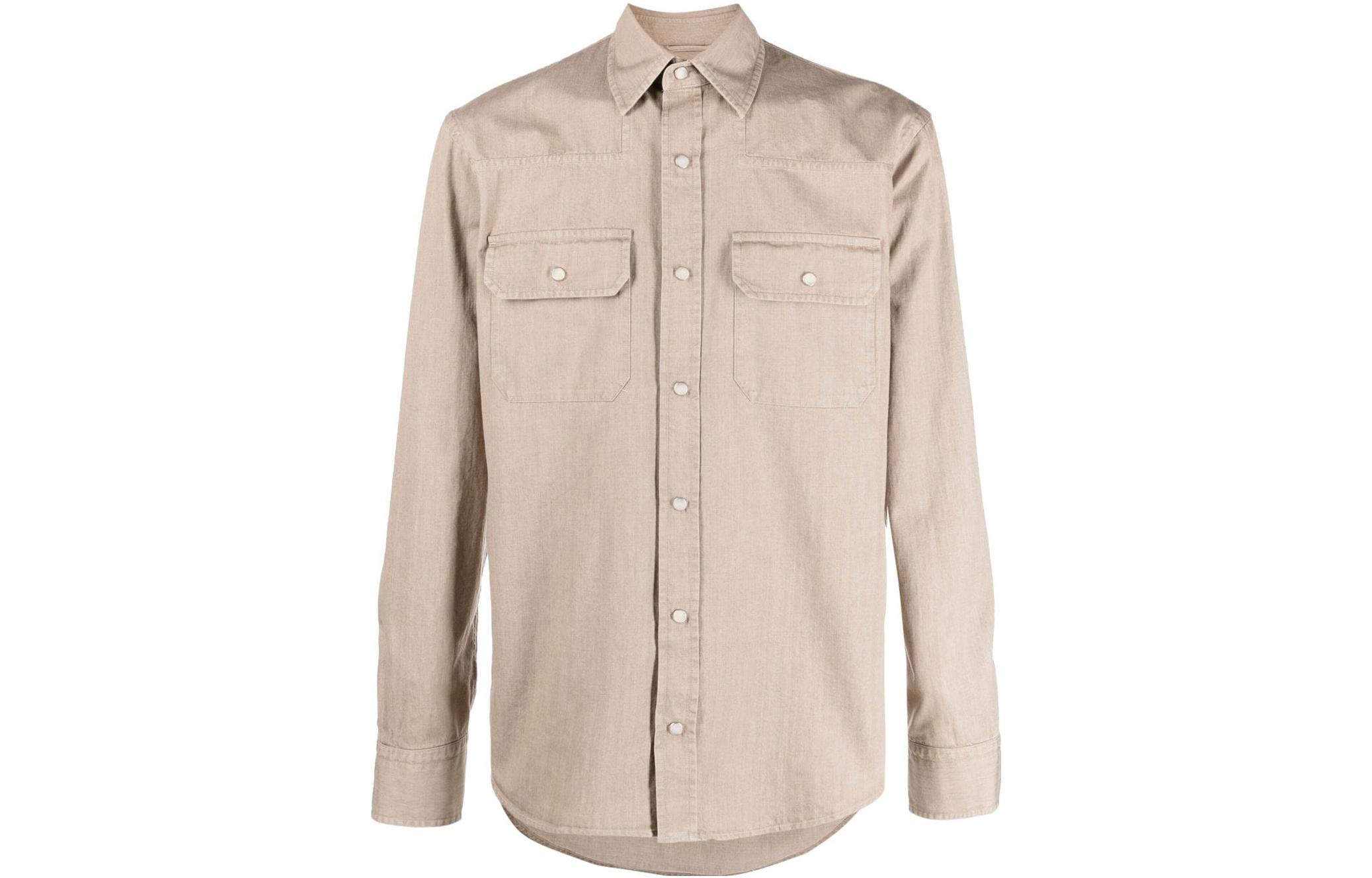 

Ermenegildo Zegna Мужская рубашка бежевого цвета Beige