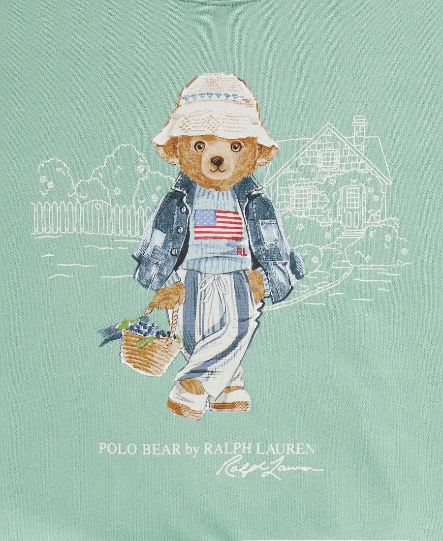 Свитшот Polo Bear Terry Crewneck для девочек 7-16 лет Polo Ralph Lauren, celadon зеленый — фото 3