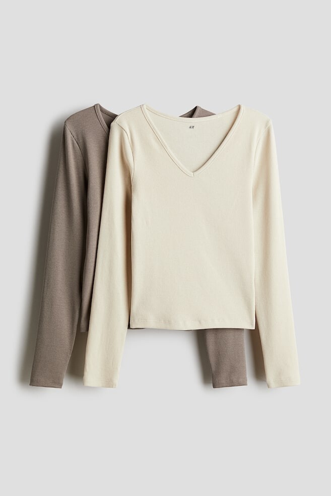 

2 пары рубашек с длинными рукавами в рубчик H&M, серый