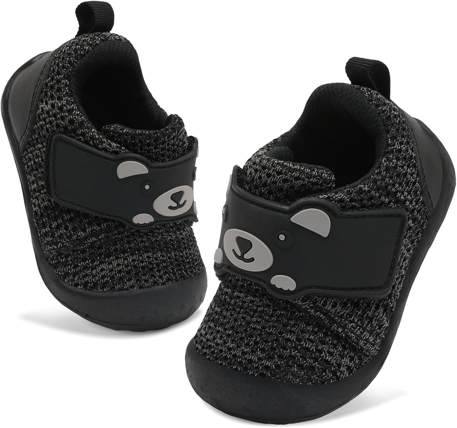 

Детские прогулочные туфли FEETCITY, широкая обувь для малышей, кроссовки для мальчиков и девочек, обувь для новорожденных, дышащая обувь для малышей, обувь без шнурков, черный/серый