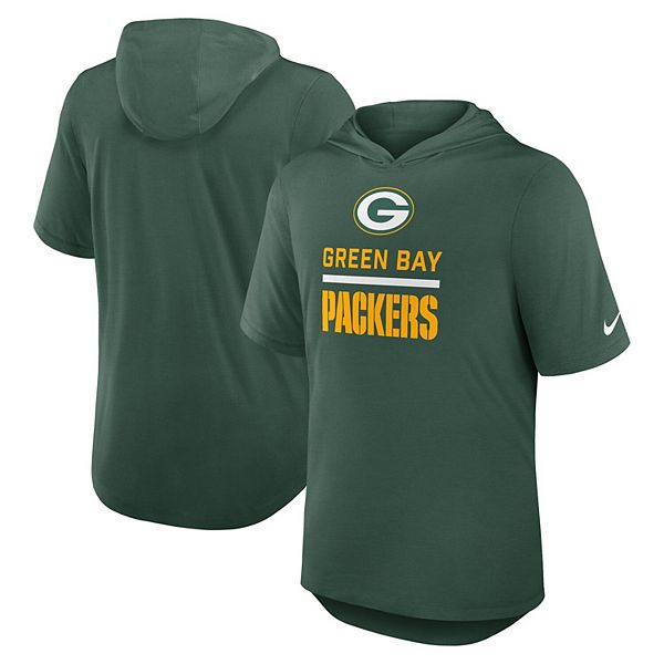 Мужская зеленая футболка-худи green bay packers lockup tri-blend Nike — фото 2