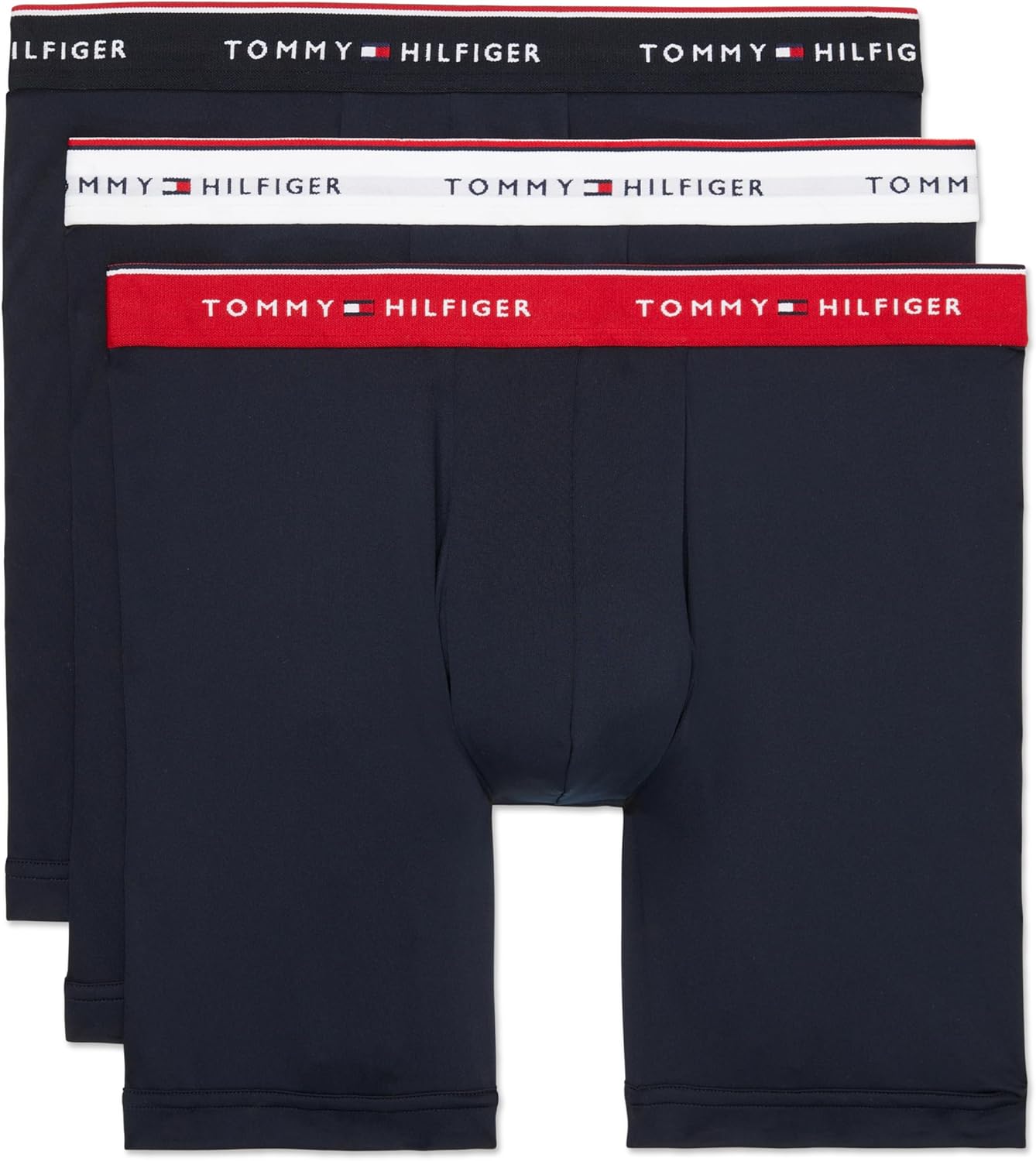 

Мужские трусы-боксеры Tommy Hilfiger Micro Classics, 3 пары, Navy W/ Primary Red Waistband, Navy W/ White Waistband, Navy W/ Navy Waistband