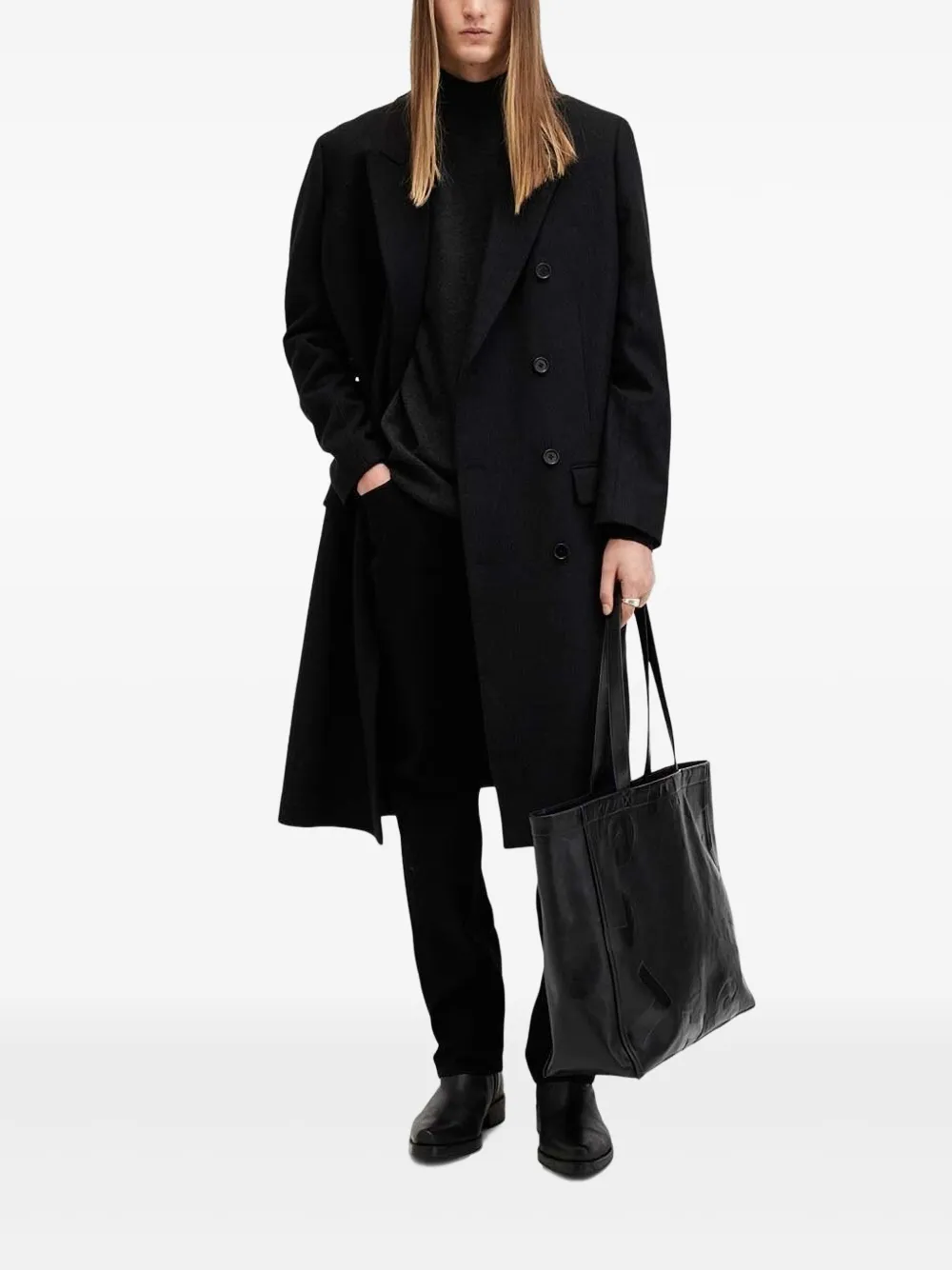 

Свитер с высоким воротом и логотипом AllSaints, черный