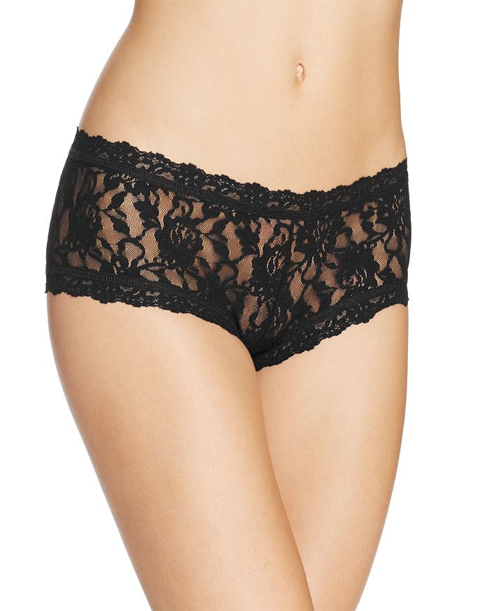 

Сигнатурные кружевные шортики-бойшортс Hanky Panky, черный