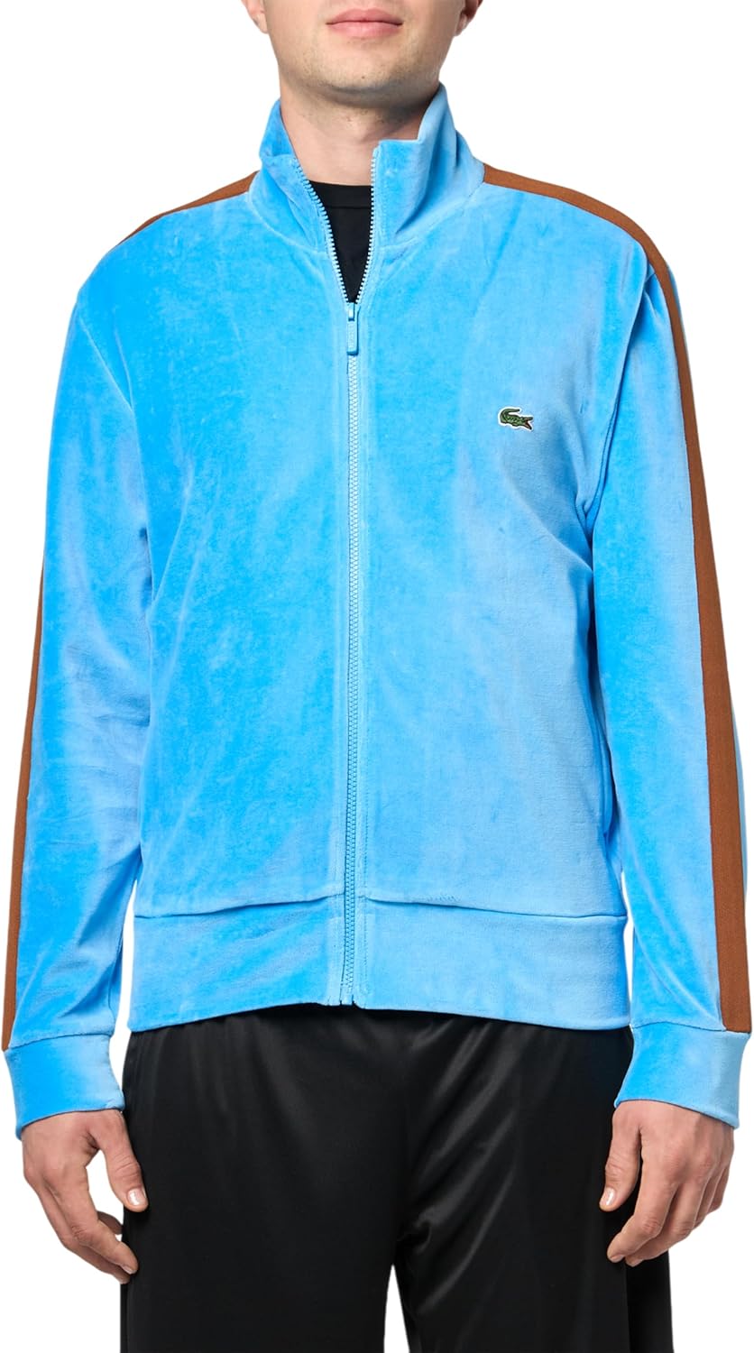 

Lacoste мужская унисекс обычный крой вельветовая толстовка на молнии, Argentine Blue