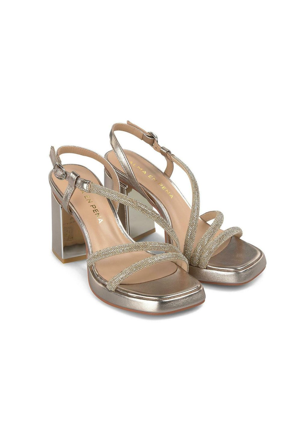 Босоножки на платформе CON ANCHO Y CIERRE CON HEBILLA - High heeled sandals Alma en Pena, серебряный — фото 3
