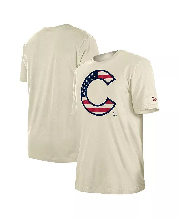 

Мужская кремовая футболка с принтом флага Chicago Cubs 4th of July New Era