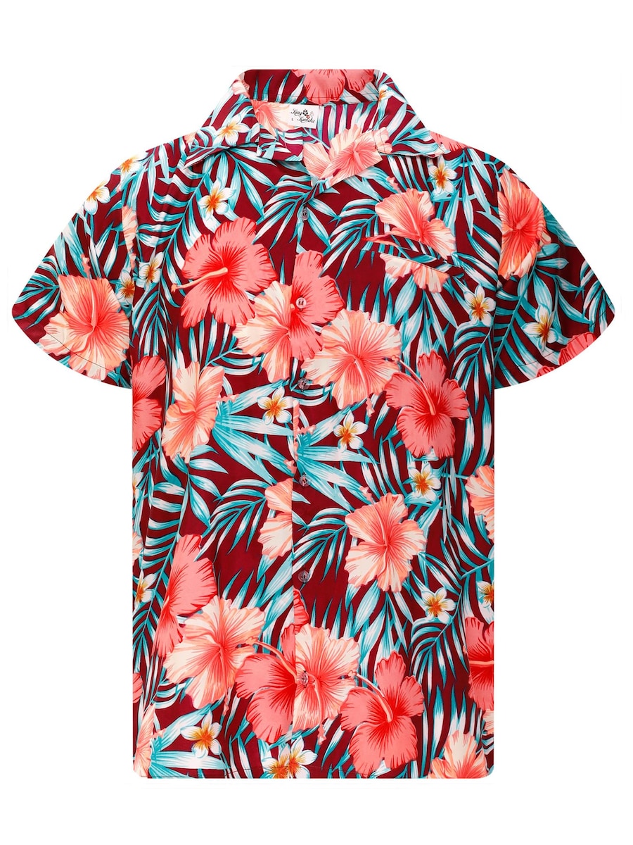 

Рубашка на пуговицах классического кроя King Kameha Tropical Hibiscus, красный