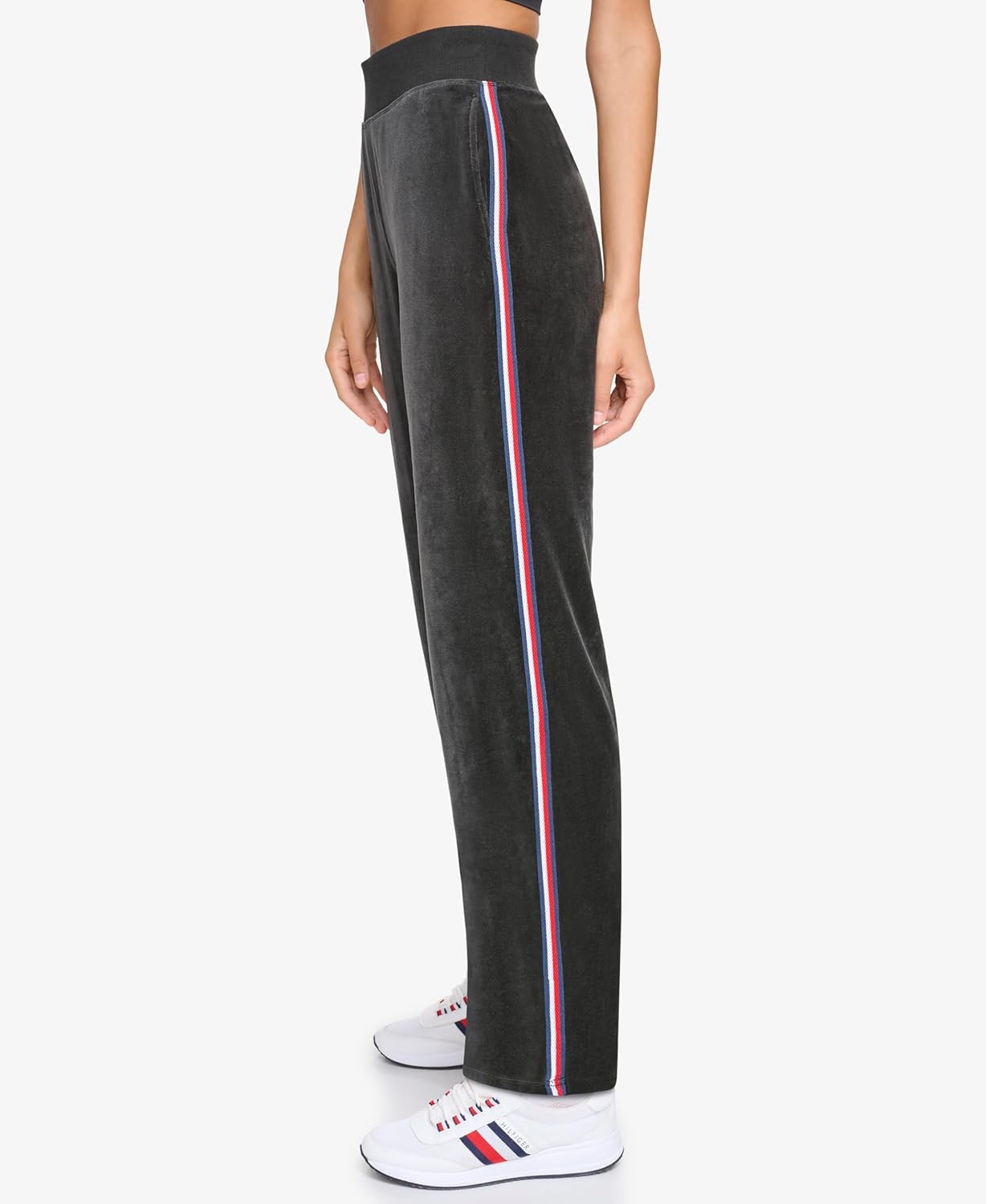 Женские спортивные штаны Tommy Hilfiger Velour с боковыми лентами, Black — фото 3