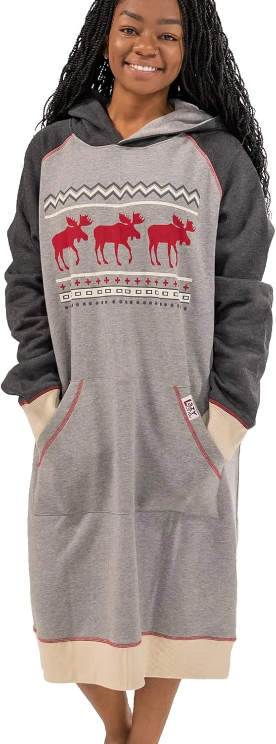 Толстовка с капюшоном оверсайз, удобная одежда для сна Lazy One, Cabin Moose Sleep Hoodie