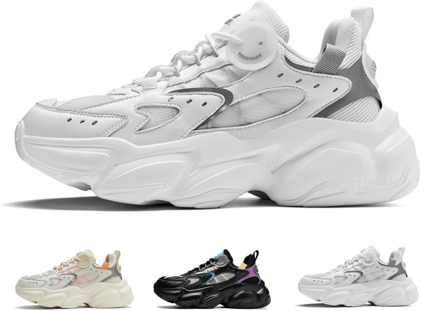 

MACEFIL Стильные модные кроссовки для мужчин и женщин, трендовые массивные платформы, дышащие повседневные спортивные кроссовки для уличного стиля, белый