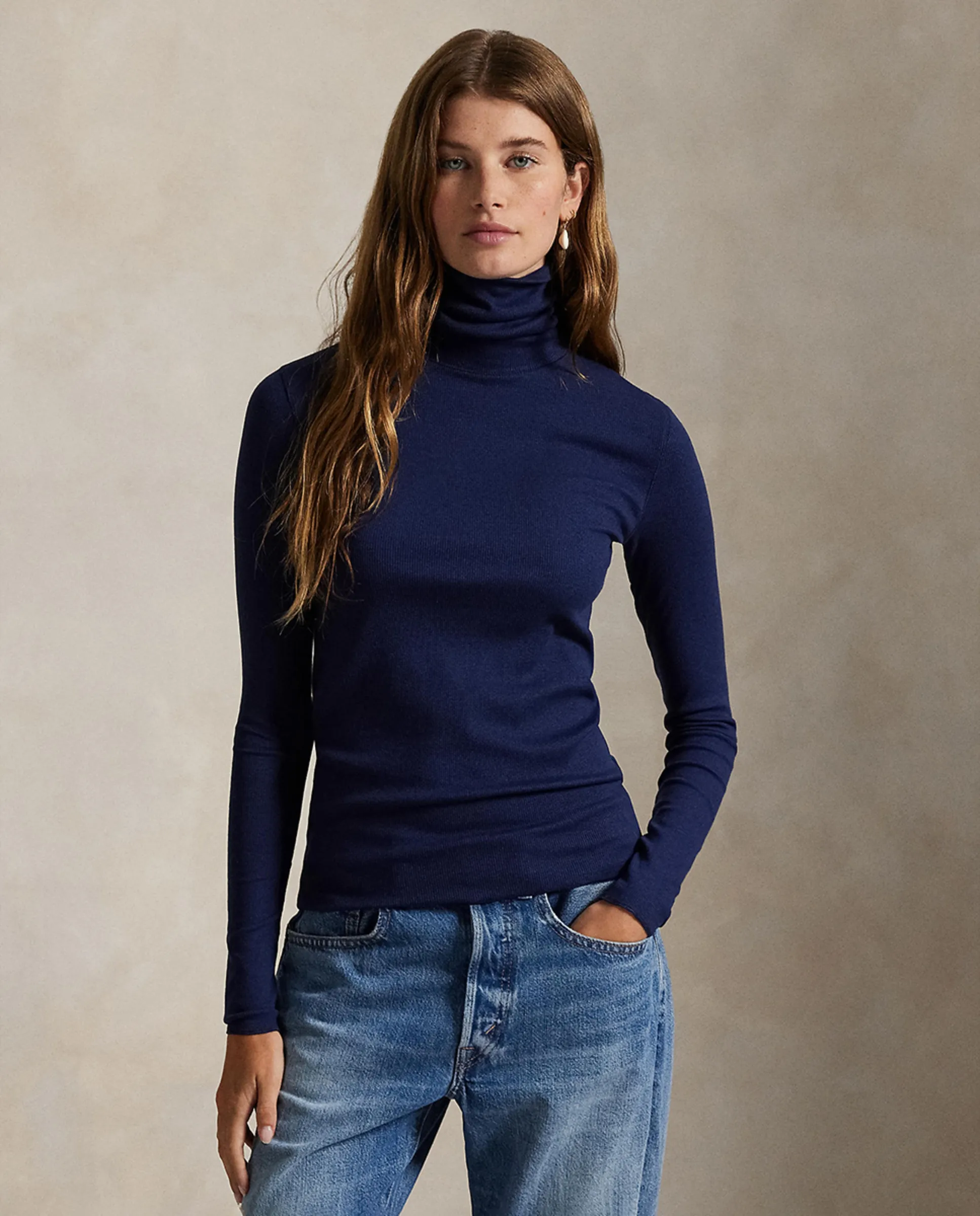 

Женский джемпер с отложным воротником Polo Ralph Lauren, темно-синий