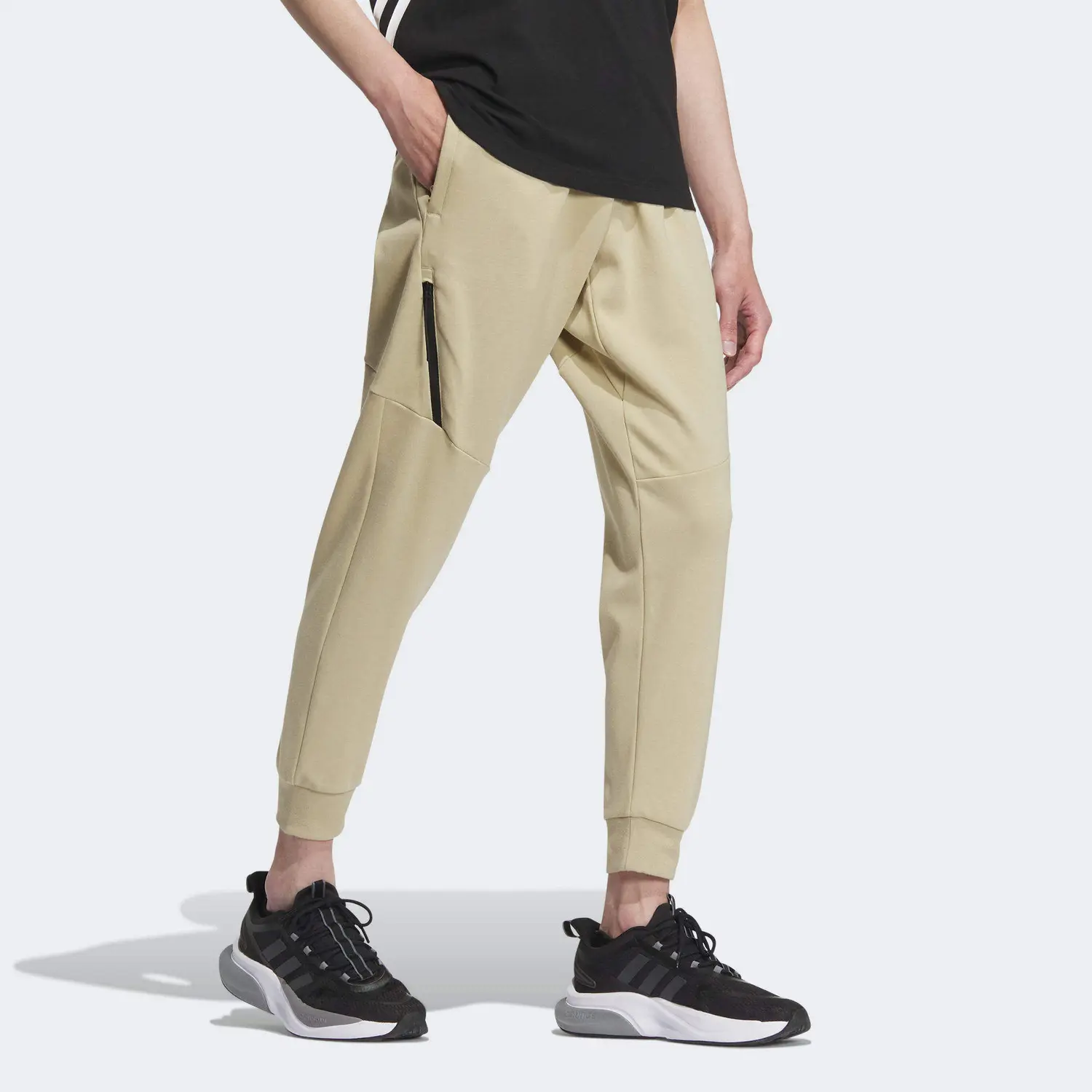 Трикотажные спортивные штаны мужские бежевые/коричневые Adidas, коричневый — фото 3