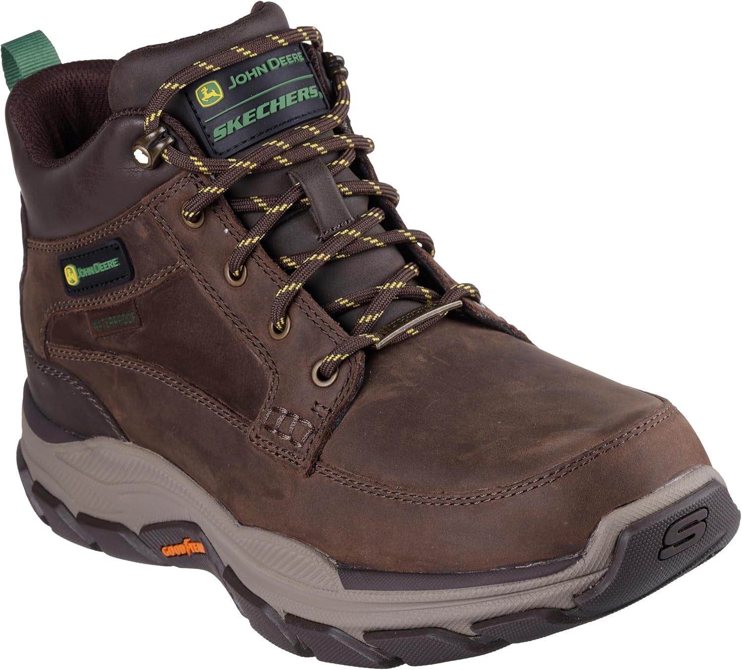 Мужские ботинки Skechers John Deere: Respected - водонепроницаемые кожаные полуботинки на шнуровке средней высоты Landin, темно-коричневый — фото 4