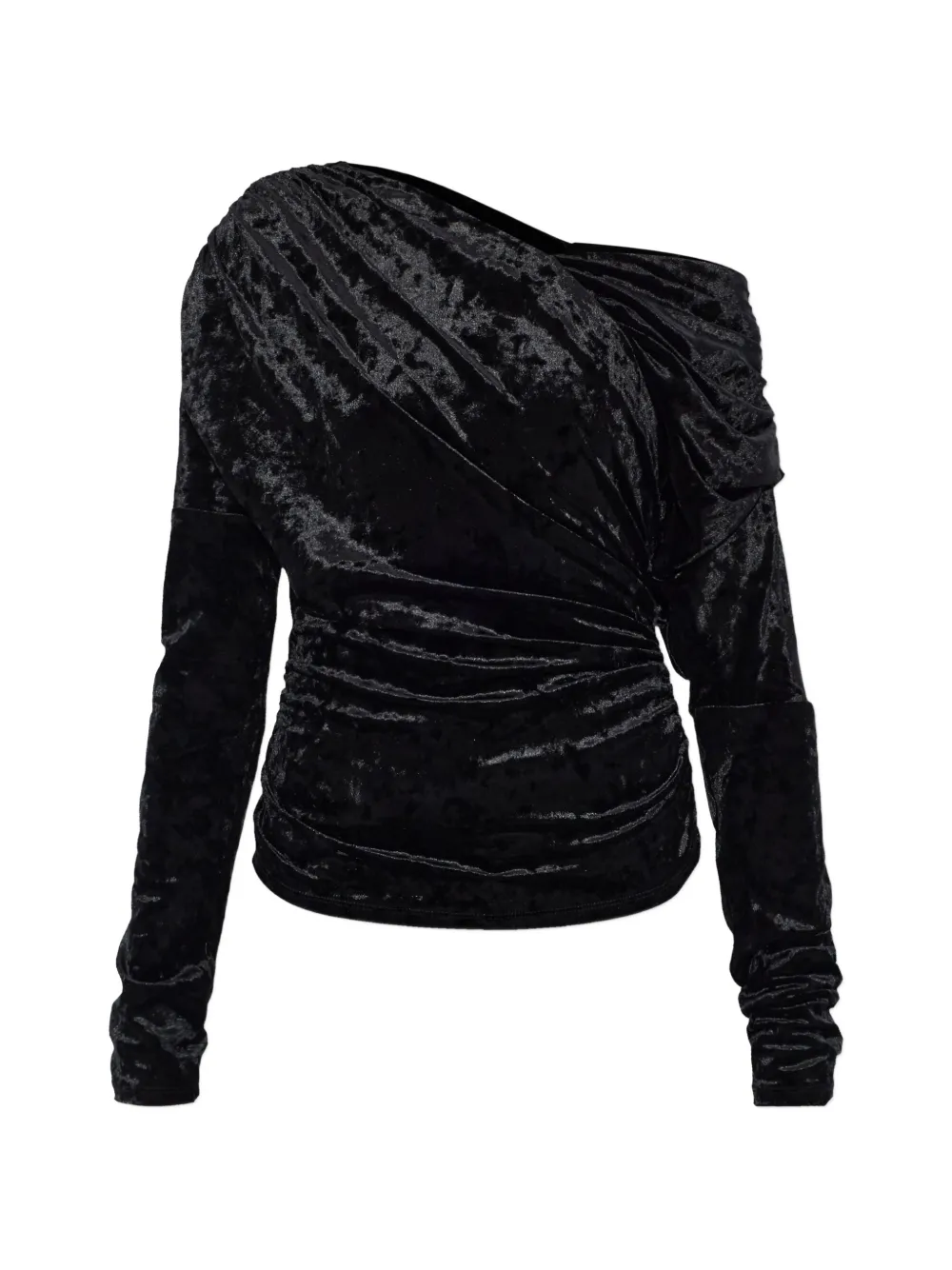 

Топ на одно плечо с длинным рукавом Ganni, черный