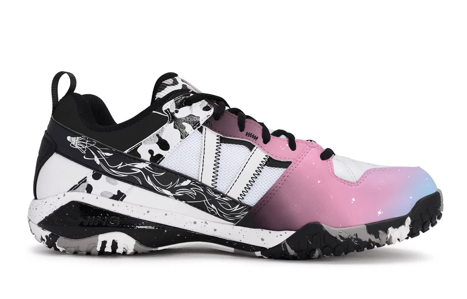 Кроссовки для бадминтона Hot Dog Li-Ning Black White Pink Blue — фото 3