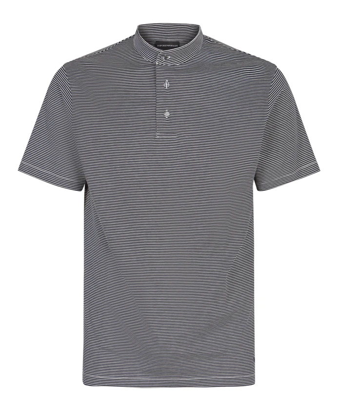 

Полосатая хлопковая рубашка поло Emporio Armani, черный