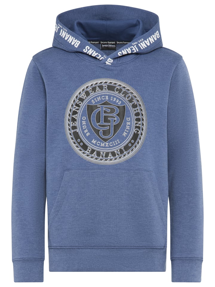 

Толстовка с капюшоном меланжевого синего цвета Bruno Banani