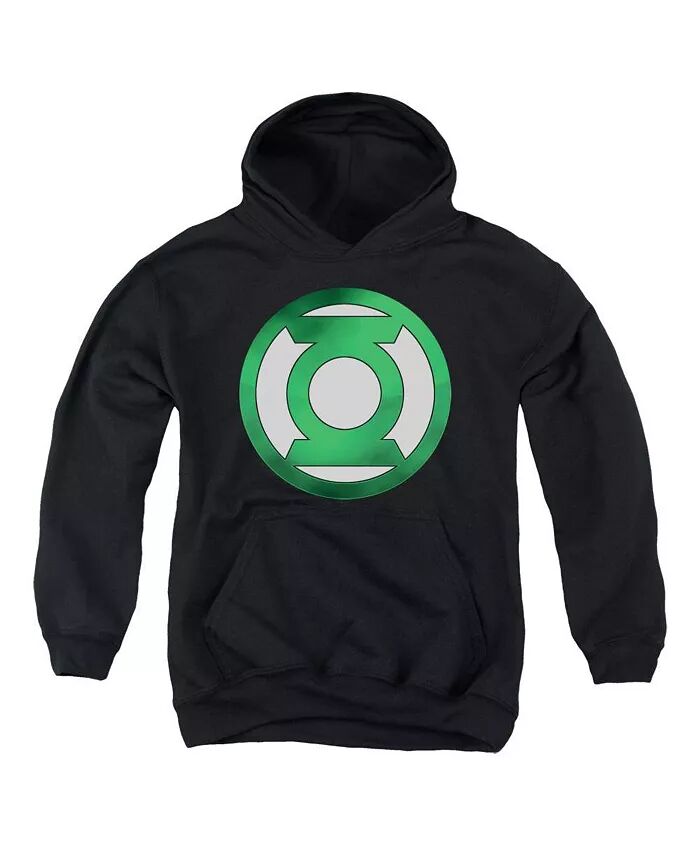 

Молодежная зеленая толстовка с капюшоном и хромированным логотипом Green Lantern, черный
