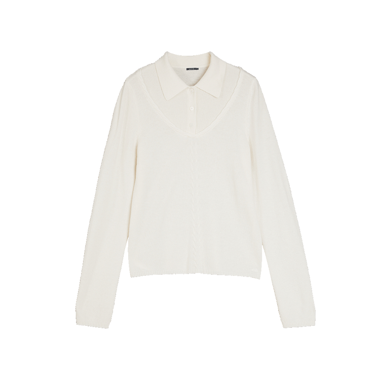 

ELLE Свитер женский белый с лацканом Moderate Others