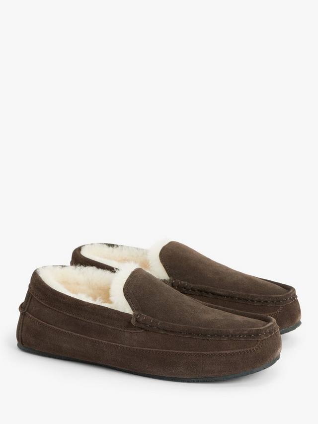 Мокасины из овчины замшевые домашние тапочки John Lewis, Chocolate — фото 2