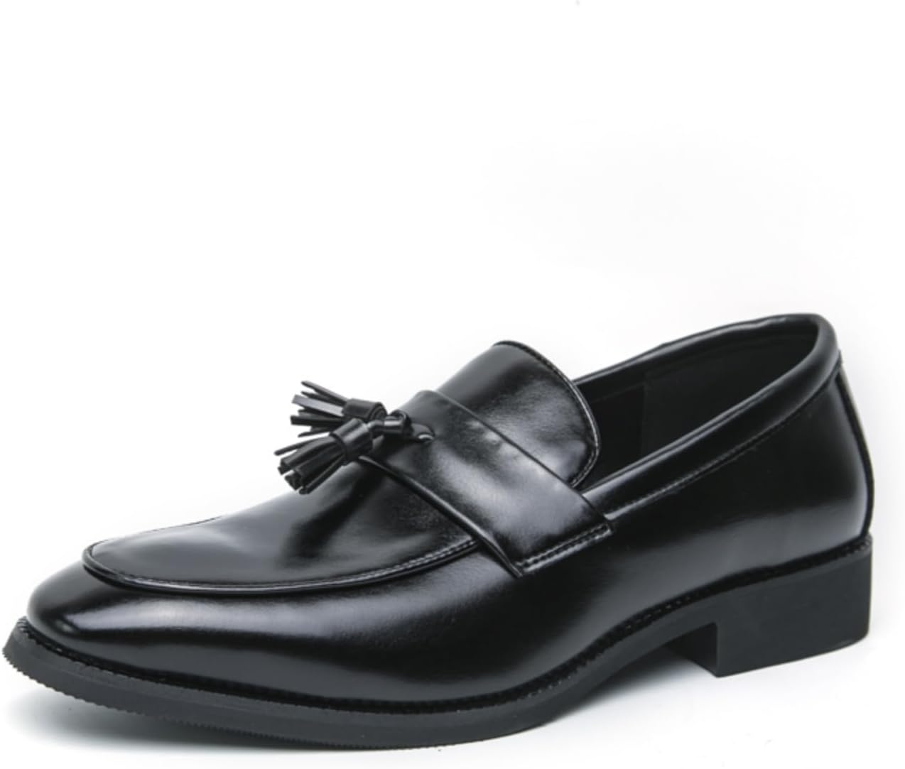 

Мужские ретро кожаные лоферы QWUIEOIN с кисточками, на низком массивном каблуке, удобные, нескользящие, повседневные лоферы-пенни для работы, офиса, вечеринок и свадеб, черный