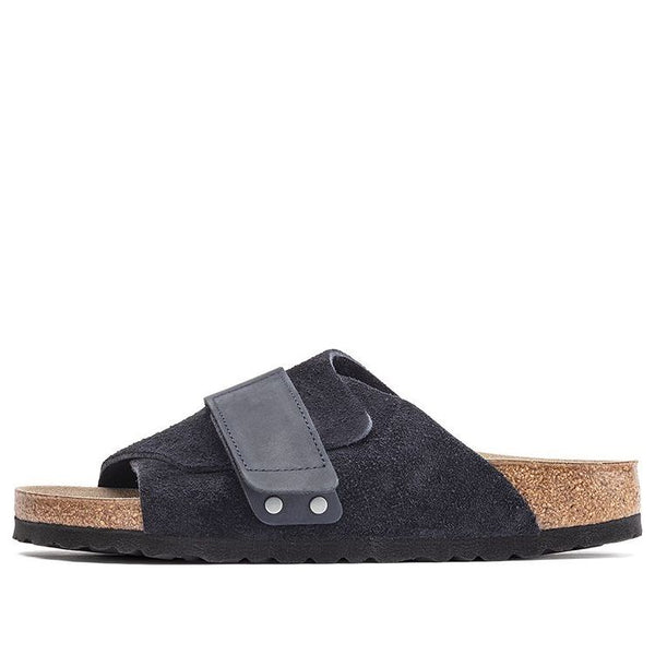 

Тапочки kyoto nubuck-suede leather narrow fit sandals 'midnight blue' Birkenstock, синий