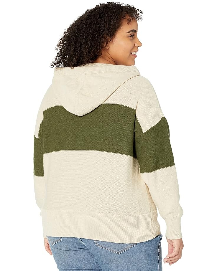 

Свитер Madewell Plus Clairview Hoodie Sweater in Colorblock, цвет Heather Artichoke