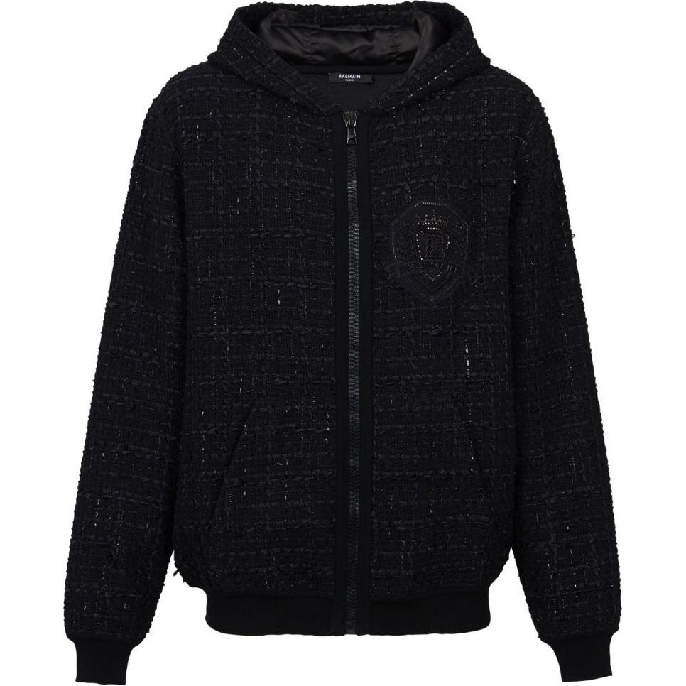 

Куртка из твида с капюшоном BALMAIN, черный